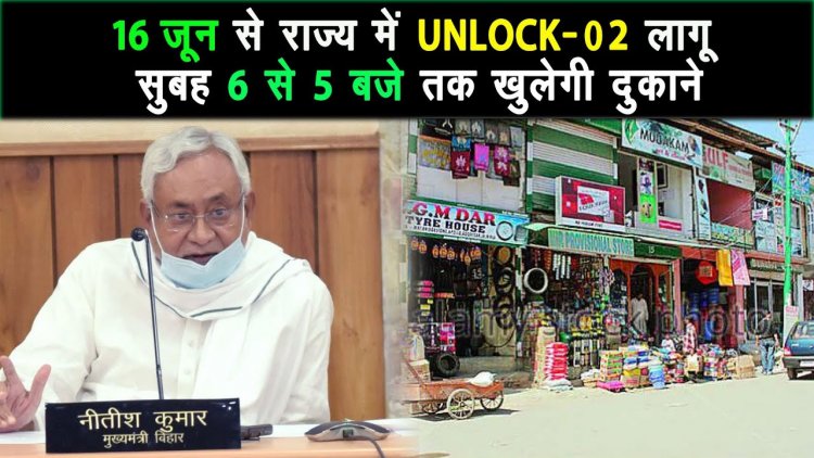 बिहार में 16 जून से राज्‍य में अनलॉक-02 लागू , सुबह 6 से 5 बजे तक खुलेगी दुकाने |