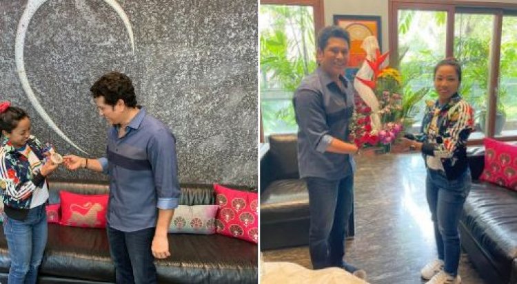 सचिन तेंदुलकर से मिलीं मीराबाई चानू, मेडल दिखाकर बोलीं -'आपसे बहुत इंस्पायर्ड हूं..