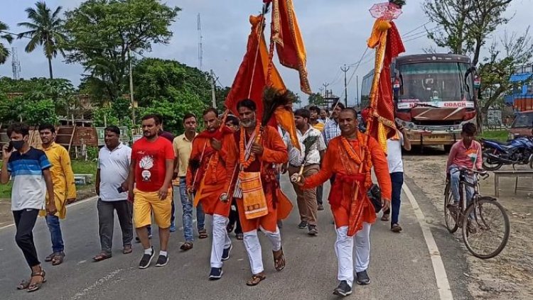 1400 किलोमीटर की पैदल निशान यात्रा राजस्थान के खाटू धाम तक