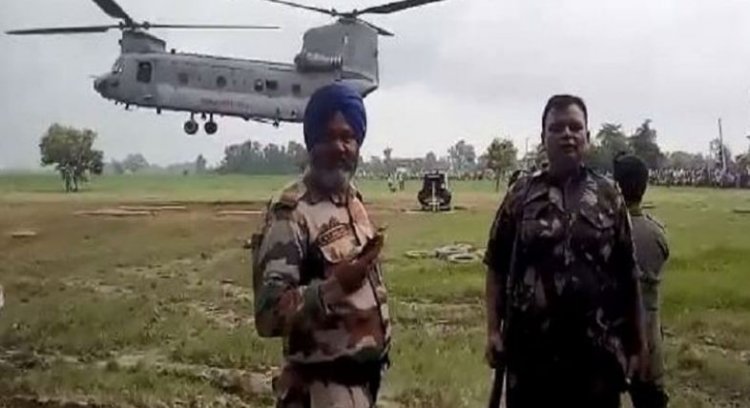 उड़ने को तैयार हुआ बक्सर के खेत में इमरजेंसी लैंड हुआ वायुसेना का हेलीकॉप्टर