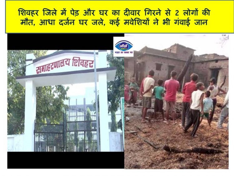 शिवहर जिले में पेड़ और घर का दीवार गिरने से 2 लोगों की मौत, आधा दर्जन घर जले, कई मवेशियों ने भी गंवाई जान