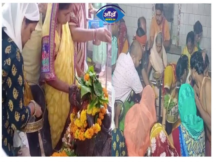 मधुबनी ज़िले में  सावन की पहली सोमवारी पर श्रद्धालु ने मंदिर पहुंचकर जलाभिषेक किया