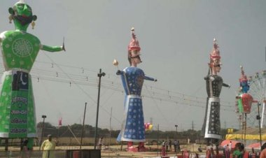  पटना के गांधी मैदान में रावण वध हुआ  ,  मुख्यमंत्री नीतीश  कुमार और डिप्टी सी.एम भी मौजूद थे ...