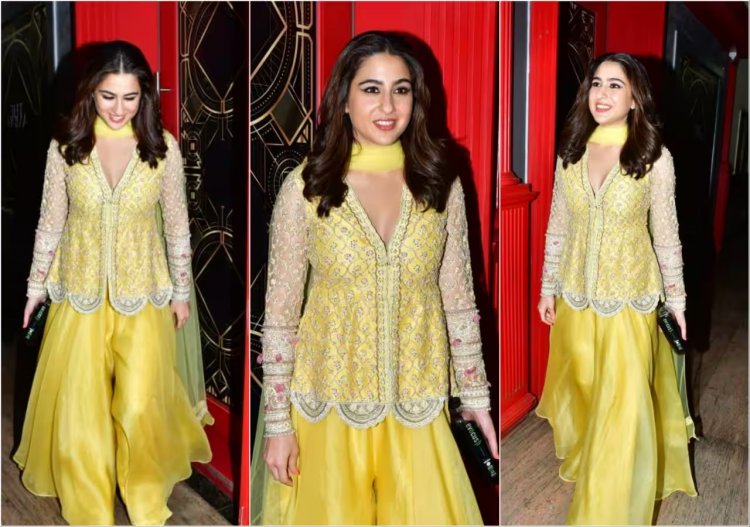 Sara Ali Khan ने ईद से पहले कराया चांद का दीदार, येलो शरारा सूट में दिखाईं दिलकश अदाएं