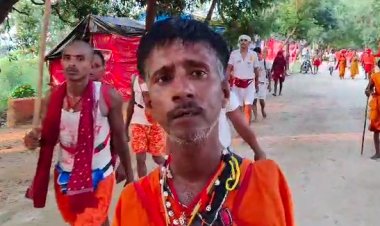 दोनों हाथों से दिव्यांग होते हुए भी पैदल यात्रा कर बाबा बैधनाथ का करने जा रहे है जलाभिषेक