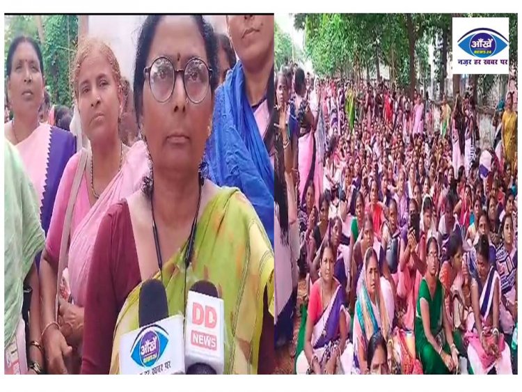 9 सूत्री मांगों को लेकर गर्दनीबाग धरना स्थल पर हजारों आशा कार्यकर्ता ने दिया धरना 