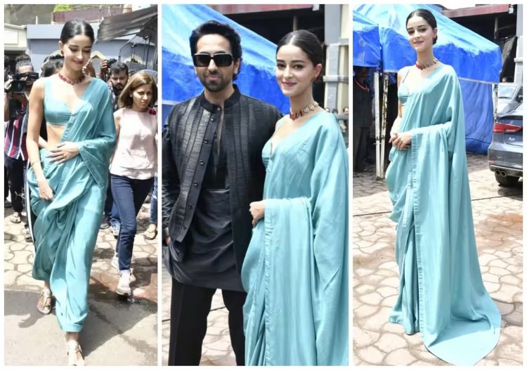 Dream Girl 2 प्रमोशन में नीली साड़ी पहनकर निकलीं Ananya Panday, ट्रोल्स बोले, 'पल्लू तो संभाल