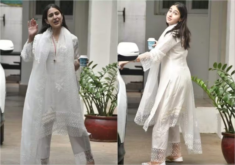 व्हाइट कलर का सूट पहनकर पैपराजी के कैमरे में कैद हुईं Sara Ali Khan, एक्ट्रेस की सादगी पर फिदा हुए लोग