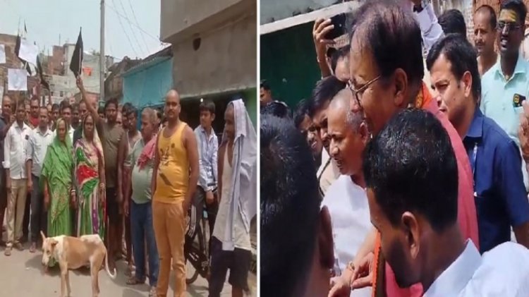 बेतिया में एक कार्यकर्म में पहुंचे संजय जायसवाल को ग्रामीणों ने दिखाया काला झंडा