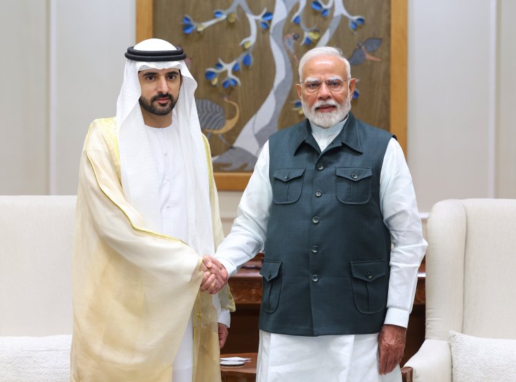 PM मोदी ने दुबई के क्राउन प्रिंस मोहम्मद राशिद का किया स्वागत