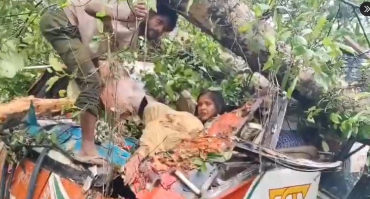 बाराबंकी में दर्दनाक हादसा: चलती रोडवेज बस पर गिरा विशाल पेड़, ड्राइवर समेत 5 की मौत
