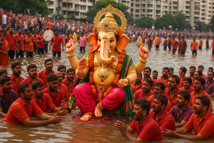 देशभर में गणेशोत्सव की धूम, बप्पा को भावपूर्ण विदाई दे रहे हैं भक्त